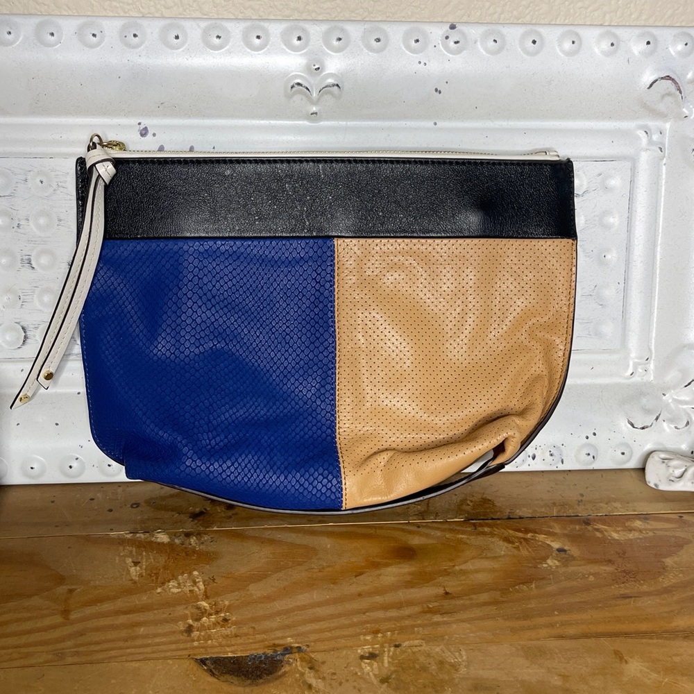 Banana Republic Colorblock Mixed-Media Leather Wristlet Clutch y2k